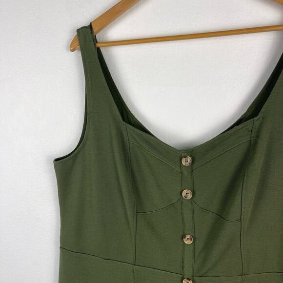 Anthropologie Maeve Knit Button Detail Midi Dress Moss Green Sleeveless Size 20W - Picture 5 of 15